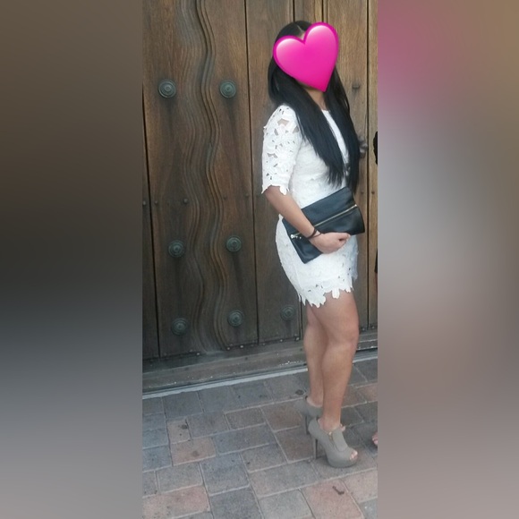 Forever 21 Off White Floral Mini Dress / off white / small - Picture 4 of 4